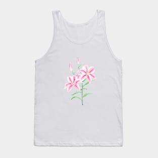 pink lily flower watercolor Tank Top